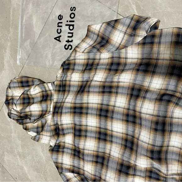Acne Plaid Shirt in Black and Cream - Picture 7 of 8
